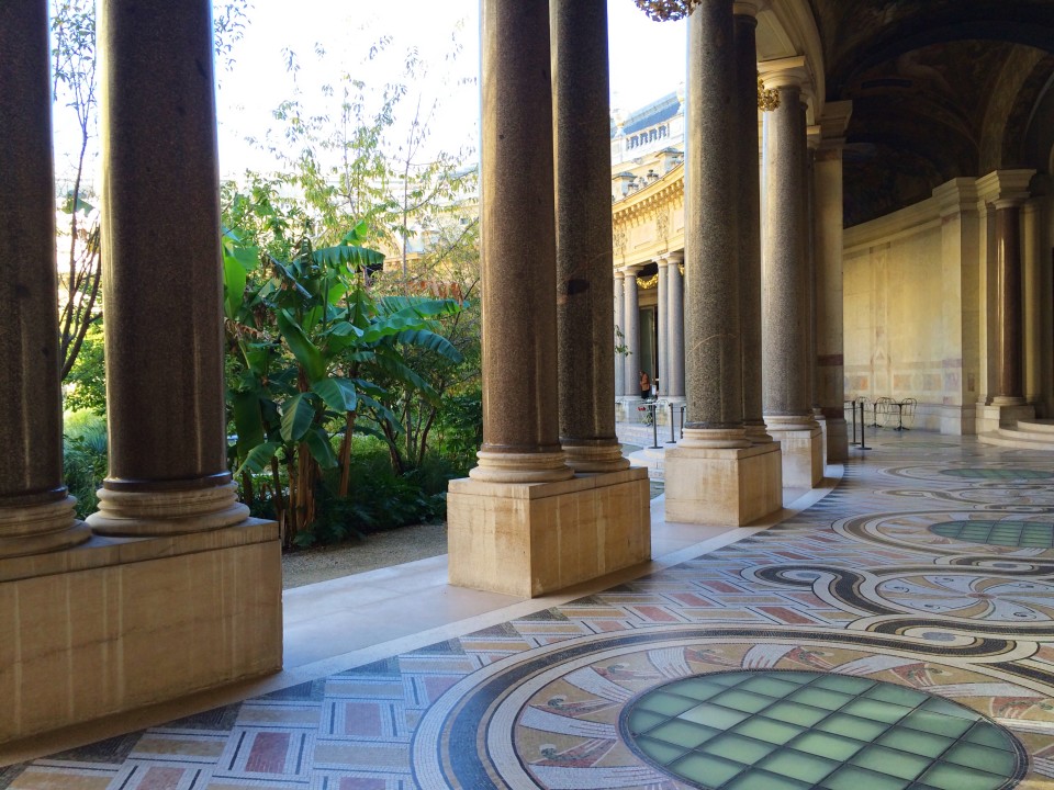 Stunning mosaic floor surrounding the internal garden.